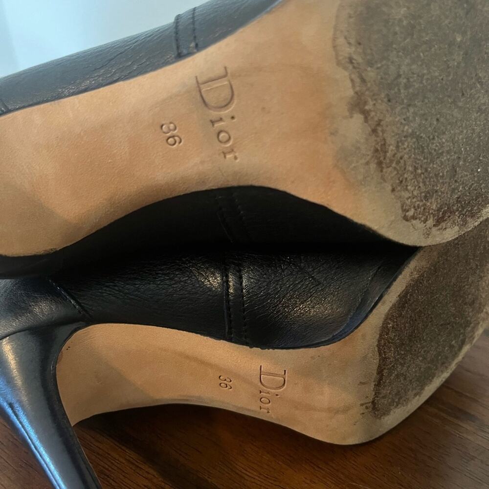Christian Dior Leather Pull On Tall Black Heel Boots Sz 36 - Picture 8 of 13